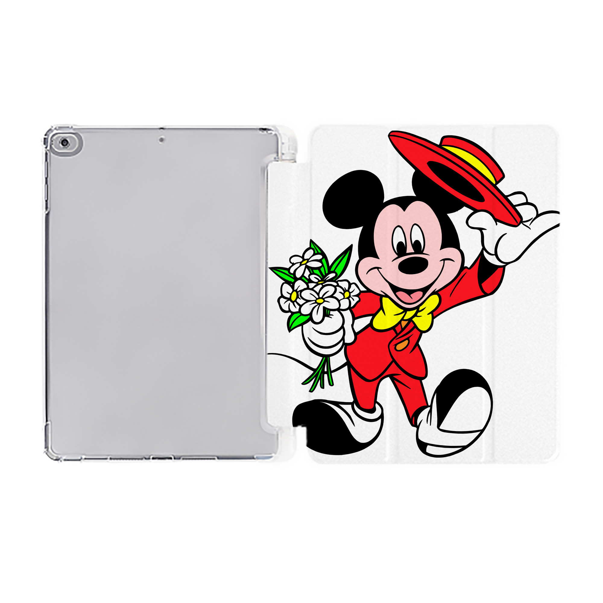 （画像用） ミッキーマウス Mickey Mouse IPad ケース ペン収納付き 三つ折りスタンド PUレザー×シリコン 対応機種9.5/10.5/10.9インチ